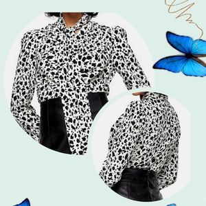 Topshop Tie Neck Leopard Animal Print Top NWOT